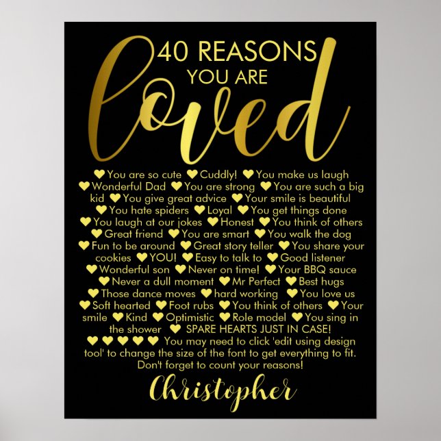 Poster aniversário de 40 anos 40 Motivos por que o preto  (Frente)