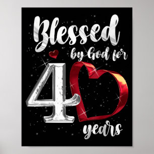 Poster Aniversário de 40 anos Abençoado por Deus por 40 A