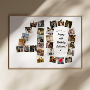 Poster Aniversário de 40 anos Colagem de fotos Post