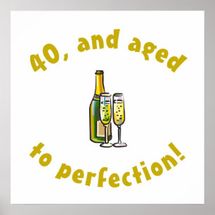 Póster aniversário de 40 anos De Idade Até Perfeição