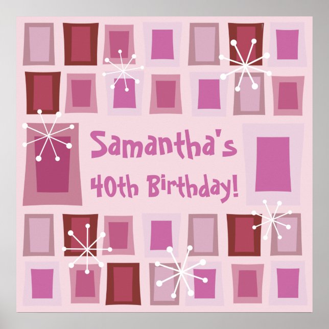 Poster aniversário de 40 anos meio século Moderno do (Frente)