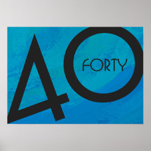 Póster Aniversário de 40 Décadas Azul