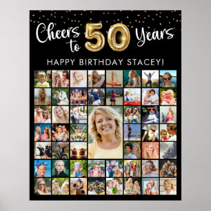 Poster Aniversário de 50 anos 51 Colagem de Fotos Parabén