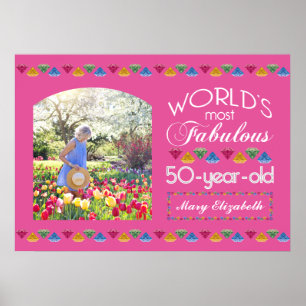 Poster Aniversário de 50 anos Joias Mais Fabulosas Rosa S