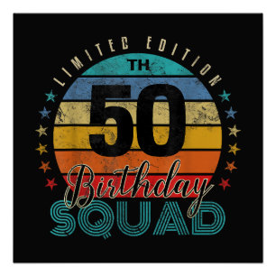 Póster Aniversário de 50 Anos Vintage