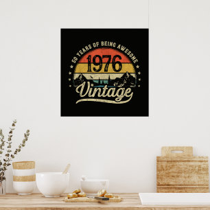Poster Aniversário de 50 anos Vintage 1976