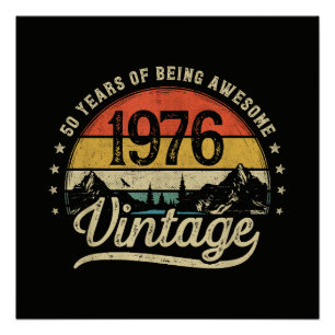 Póster Aniversário de 50 anos Vintage 1976