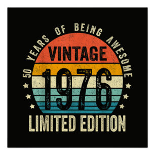 Póster Aniversário de 50 anos Vintage 1976 Nascido Em 197