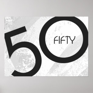 Póster Aniversário de 50 Décadas Branco