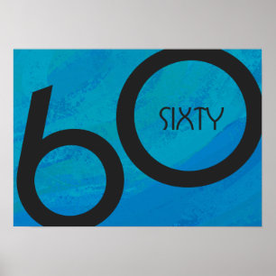 Póster Aniversário de 60 Década Azul