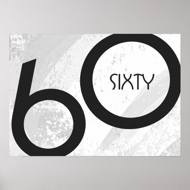 Póster Aniversário de 60 Décadas Branco (Frente)