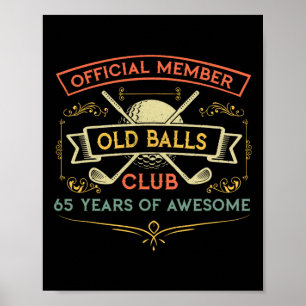 Poster Aniversário de 65 anos engraçado clube antigo golf