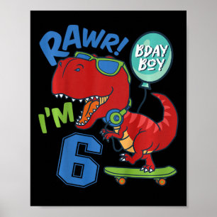 Poster Aniversário de 6 anos de criança Menino de 6 anos