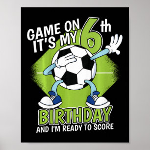Poster Aniversário de 6 anos de menino jogador de futebol