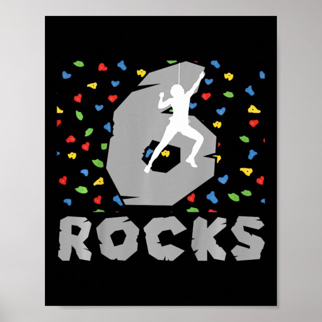 Poster Aniversário de 6 anos escalando Climber de rochas  (Frente)