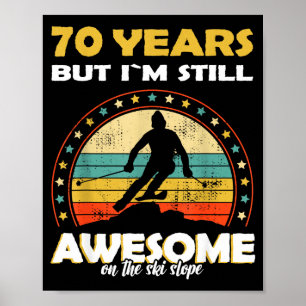Poster Aniversário de 70 anos engraçado de esqui incrível