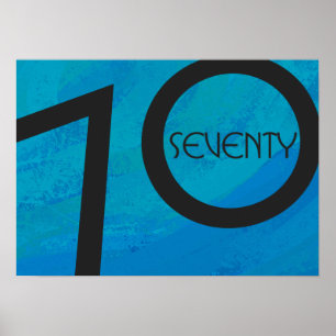 Póster Aniversário de 70 Décadas Azul