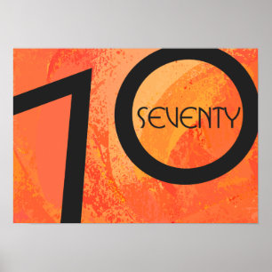 Póster Aniversário de 70 Décadas Laranja