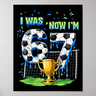 Poster Aniversário de 7 anos Crianças Engraçado Futebol E