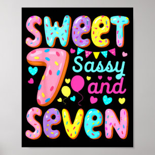 Poster Aniversário de 7 anos da doce Sy e menina de sete 