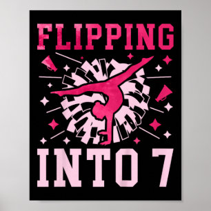 Poster Aniversário de 7 anos de crianças Cheerleader Sete