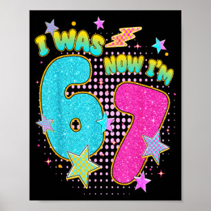 Poster Aniversário de 7 Anos de Crianças Eu Era 6 Agora S