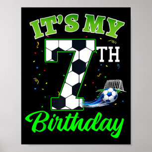 Poster Aniversário de 7 anos Futebol Menino Menina Crianç