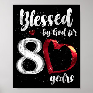 Poster Aniversário de 80 anos Abençoado por Deus por 80 A