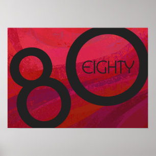Poster Aniversário de 80 Década Vermelho