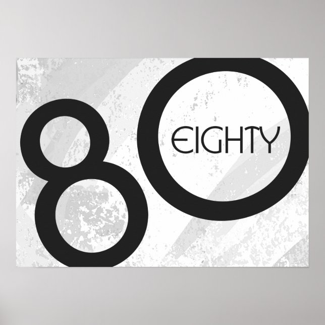 Poster Aniversário de 80 Décadas Branco (Frente)