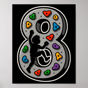 Poster Aniversário de 8 anos Escalada Menino Menina Pared