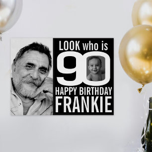 Póster aniversário de 90 anos visual preto 90 foto person