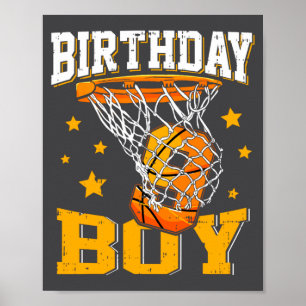 Poster Aniversário de 9 anos Basquete Menino de 9 anos Ba