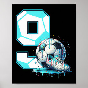 Poster Aniversário de 9 anos de Futebol Sorvete Drip Bday