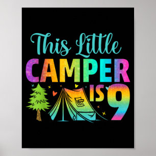 Poster Aniversário de 9 Anos de Idade Camping Crianças Ac