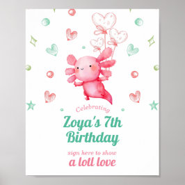 Poster Aniversário de Axolote Bebê Fofo