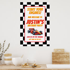 Poster Aniversário de Carro de Corrida Gentleman Start Yo