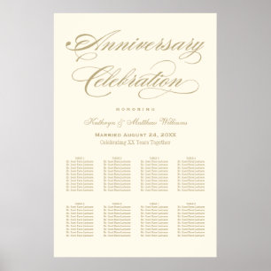 Poster Aniversário de Casamento da Caligrafia Dourada Ele
