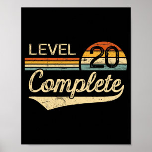Poster Aniversário de Casamento de 20 de Vintage de Nível