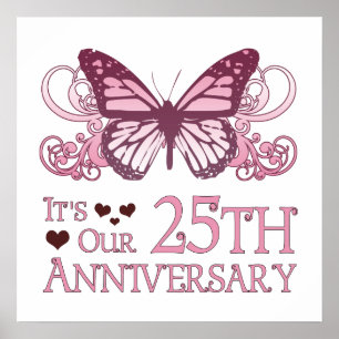 Poster Aniversário de Casamento de 25 (Borboleta)