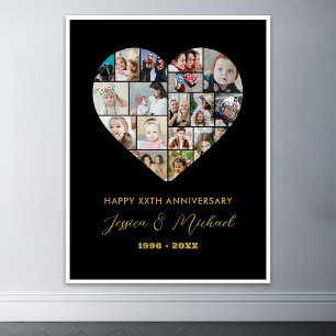 Poster Aniversário de Casamento de Colagem de Foto em For