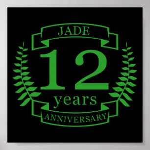 Poster Aniversário de casamento de Jade Gemstone, 12 anos