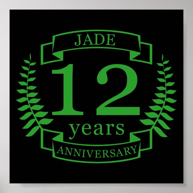 Poster Aniversário de casamento de Jade Gemstone, 12 anos (Frente)