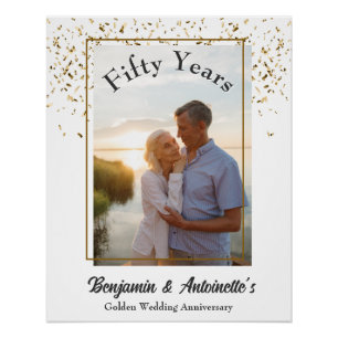 Póster Aniversário de Casamento de ouros