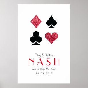 Póster Aniversário de casamento vermelho de Las Vegas do