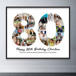 Poster Aniversário de Colagem de Fotos do Número 80 de An<br><div class="desc">Marcar 80 anos de maravilhosas memórias e aventuras com esta captivadora Colagem de Fotos do Número de Aniversário do 80. Esta modelo personalizável é a combinação perfeita de criatividade e sentimento, permitindo que você crie um presente realmente memorável para o dia especial do seu amado. Capture a essência de dez...</div>