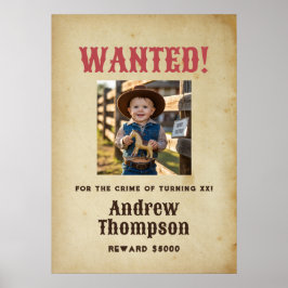 Poster Aniversário de Cowboy do Oeste Procurado