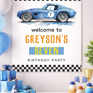 Poster Aniversário de criança de Carro Azul Legal para Me