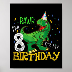 Poster Aniversário de Dinossauro Menino Menina Citação Di