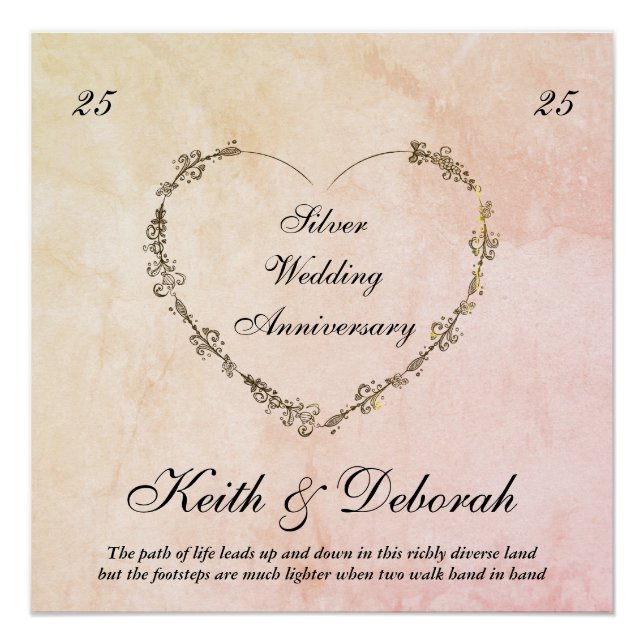 Póster Aniversário de Prata Personalizável (Frente)